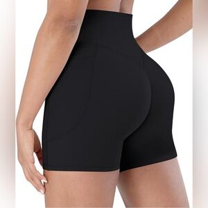 Women's High-Waist Black Bike Shorts with Sculpting Support. NWOT